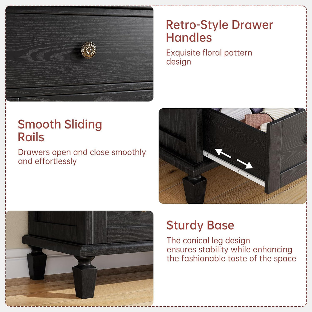 Garvee 8 Drawer Dresser for Bedroom, 59" Vintage Dresser, Black