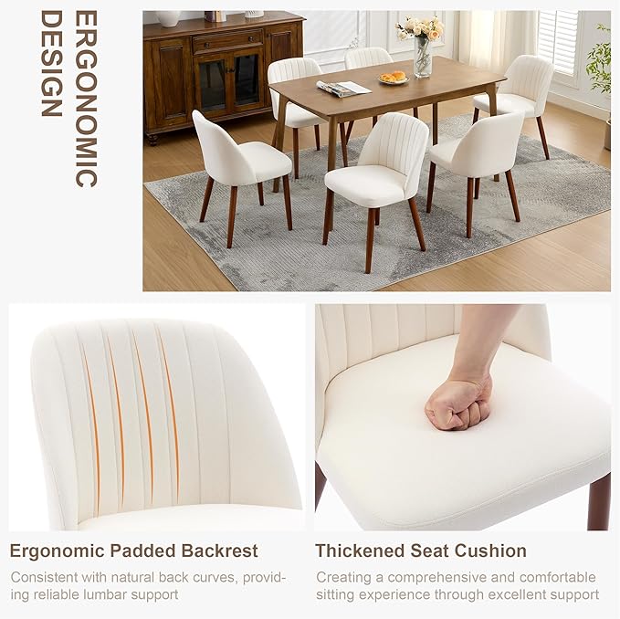 Wooden Dining Chairs Set of 8, Upholstered Kitchen Dining Room Chairs with Pa...