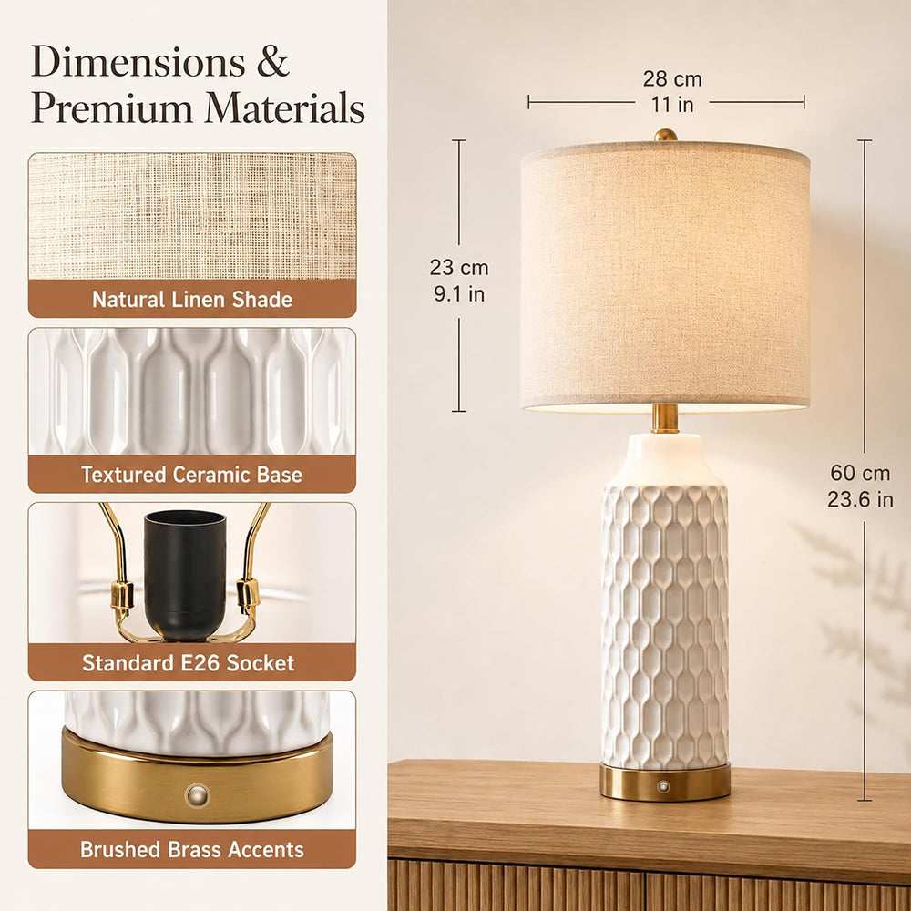 24''Cordless Table Lamp Touch Dimmable Bedside Lamps Set of 2 for Bed...