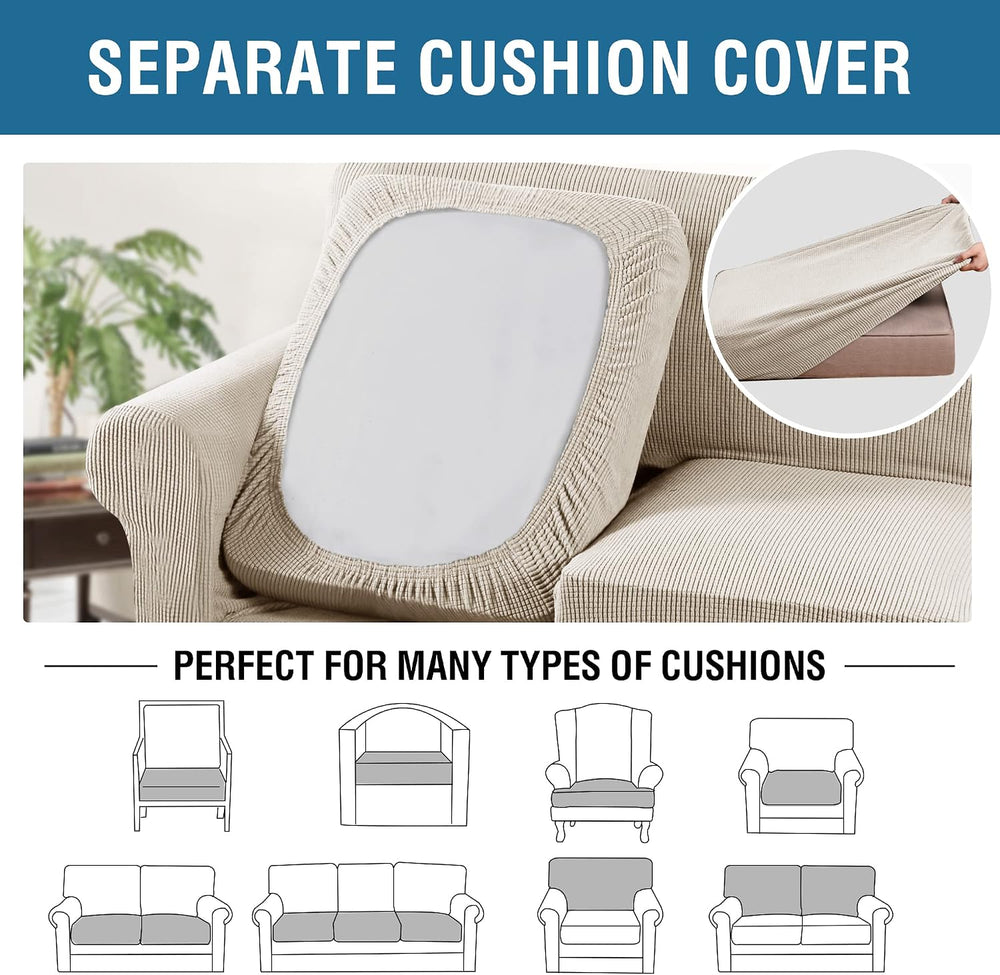H.VERSAILTEX 3 Piece Stretch Sofa Covers for 2 Cushion Loveseat Couch Covers ...
