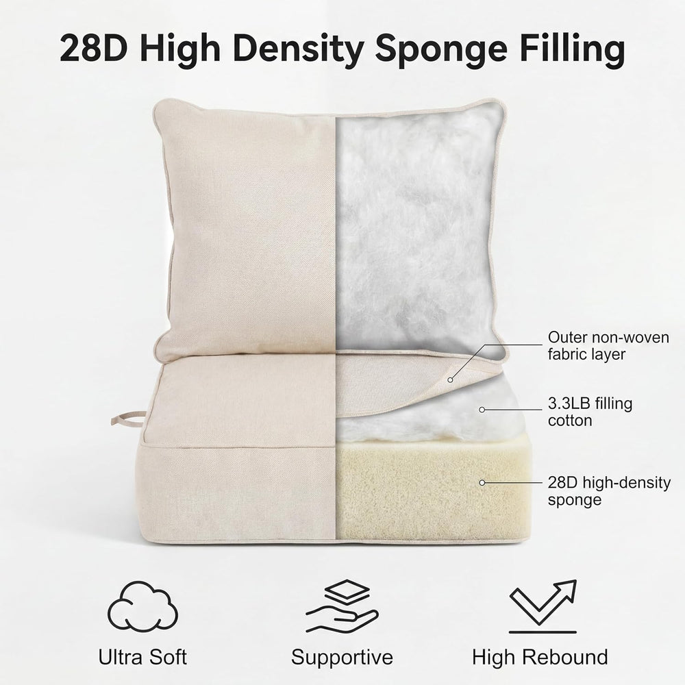 6" Thick Outdoor Chair Cushions, 24" *24" *6" Waterproof ...