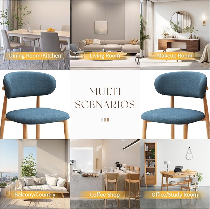 Kitchen Dining Chairs Set of 6 Modern Soft Linen Farmhouse Dining Room Chair ...