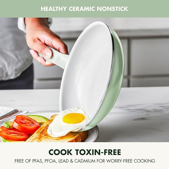 GreenPan Dover Healthy Ceramic Nonstick, 12 Piece Cookware Pots and Pans Set