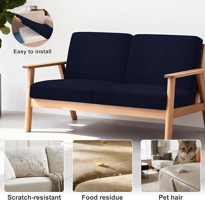 4Pcs Patio Stretch Cushion Covers, Outdoor Sofa Replacement Cover Slipcovers