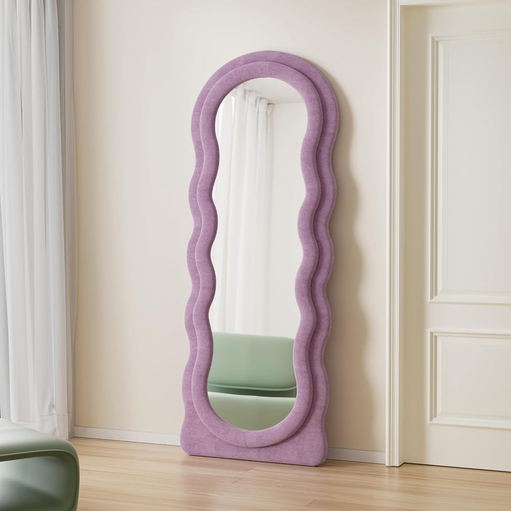 Wavy Full Length Mirror, 63"x24" Arched Body Floor Mirror (Purple)