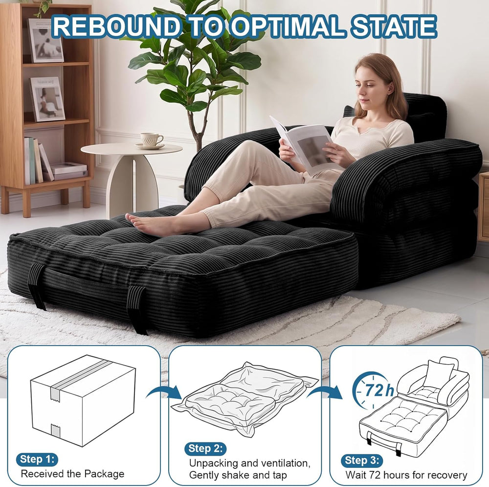 Folding Sofa Bed, 3-in-1 Convertible Sleeper Chair Bed with Pillow