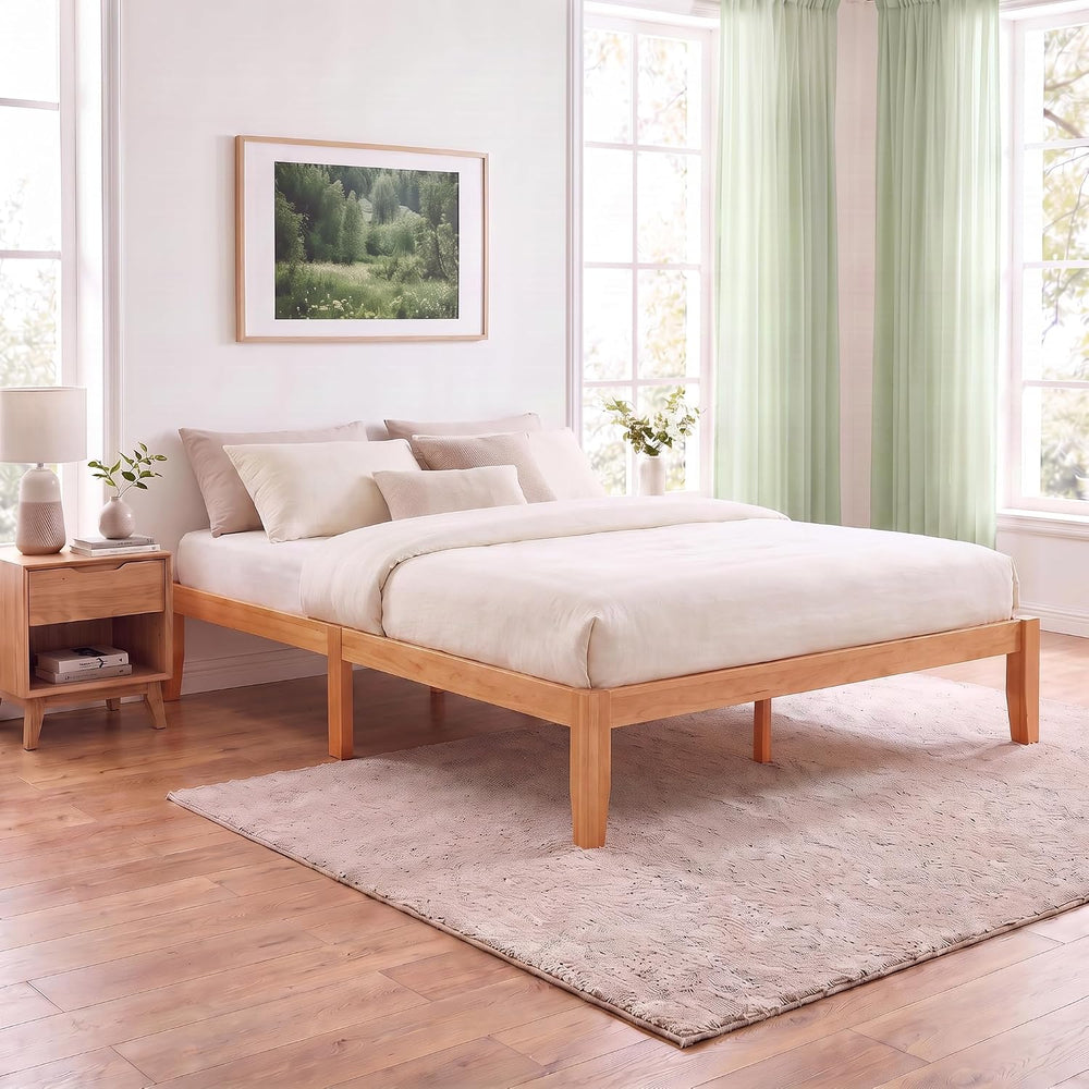 DUMOS Solid Wood Full Size Bed Frame, 12inch, 700LBS