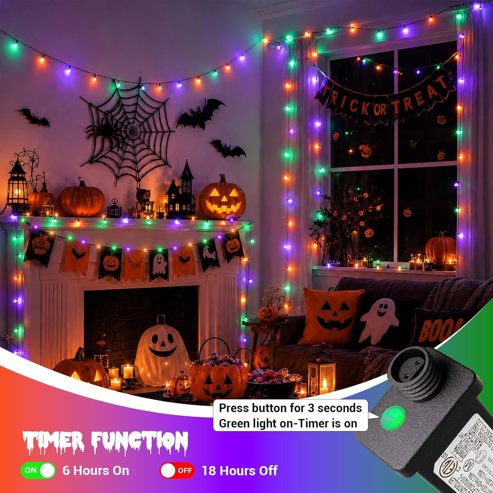 YEGUO Orange Purple Green Halloween Lights Outdoor Waterproof - 165ft 500 LED...