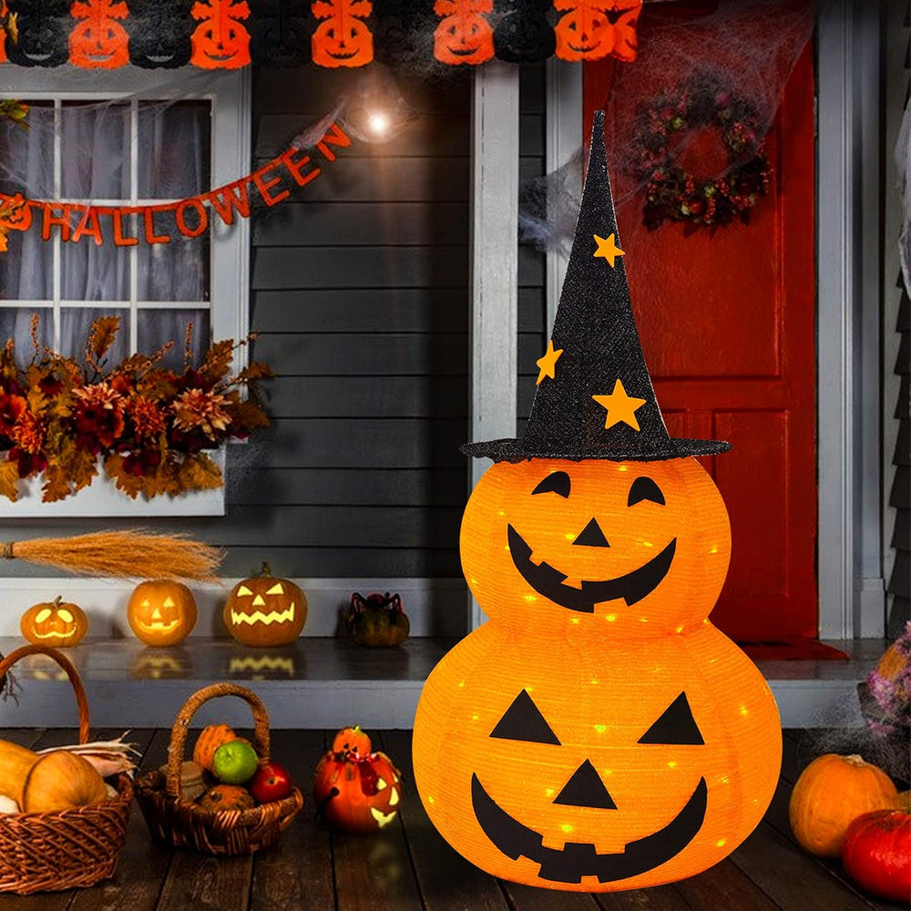 Halloween Decorations, 3 FT Pop Up Collapsible Pumpkin, Pre-Lit 50 LED Lighte...