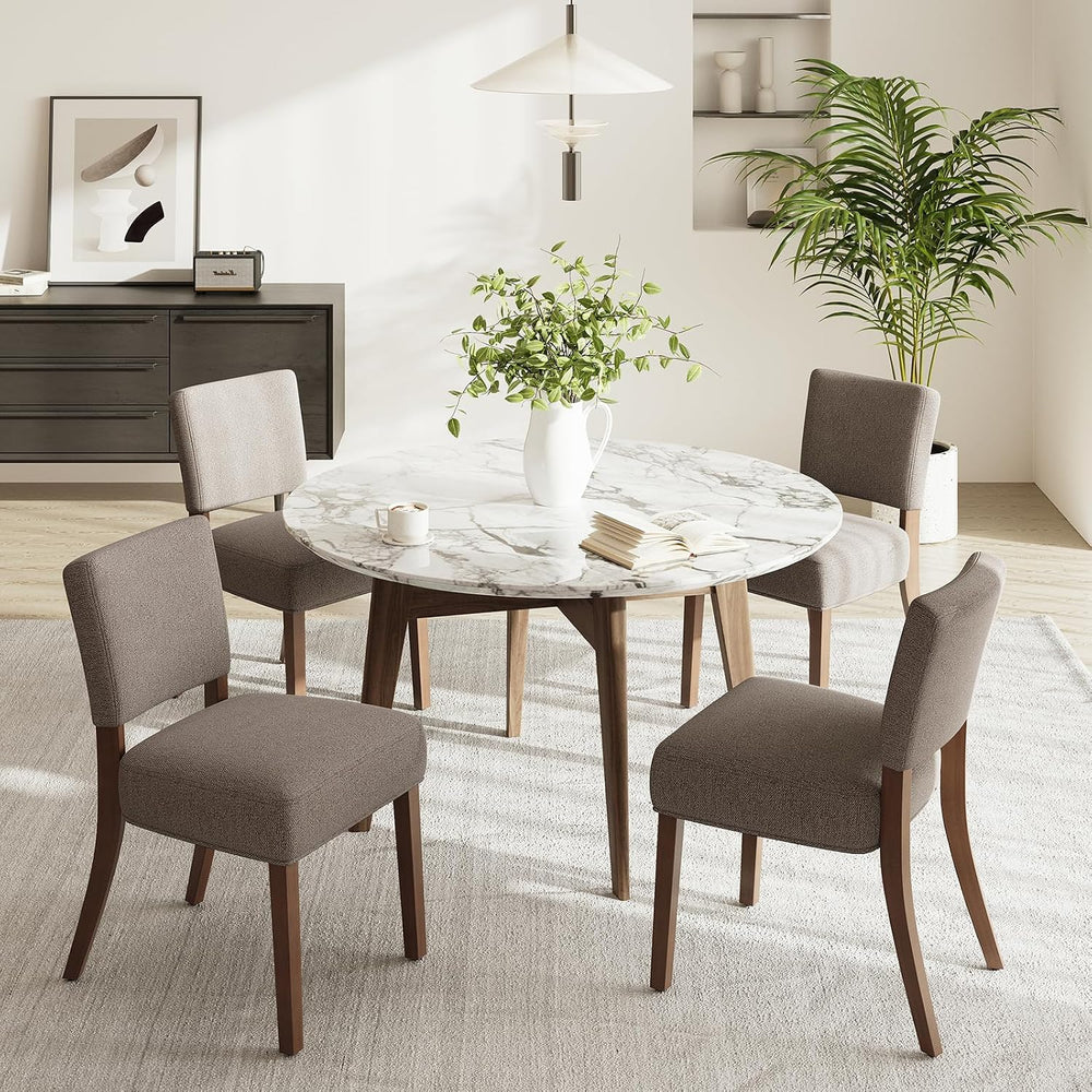 Upholstered Dining Chairs Set of 4, Fabric Kitchen Chairs with Padded Seat &a...