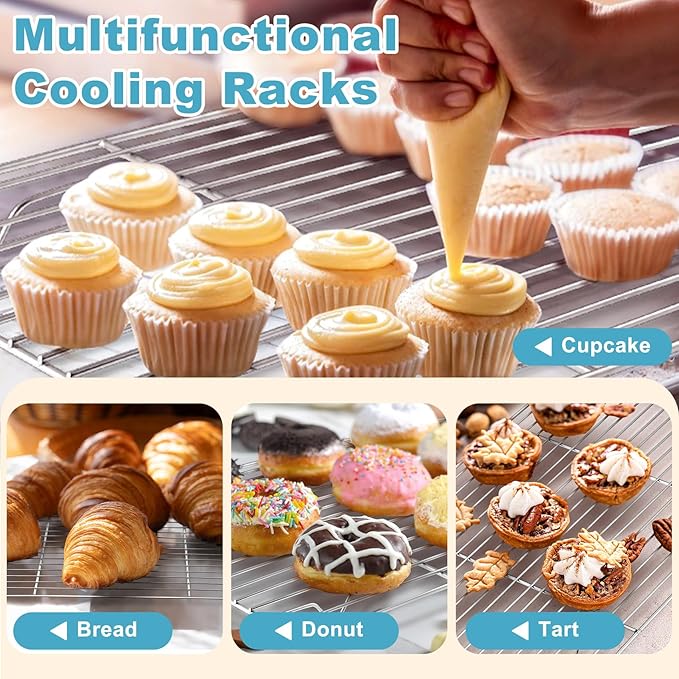 TeamFar Baking Sheet with Rack Set, 17.6/16/12.5 Inch Stainless Steel Cookie
