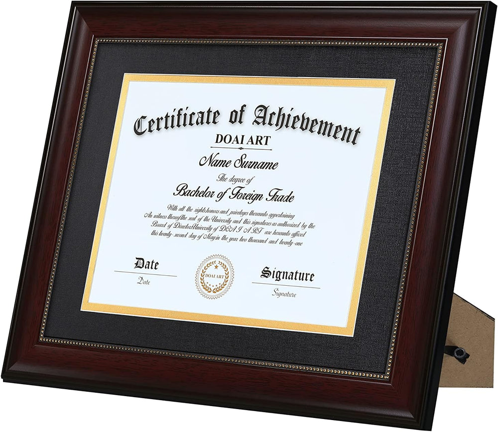 DOAI ART 8.5 x 11 Diploma Frame Set of 2 Classic Mahogany with Black and Gold...