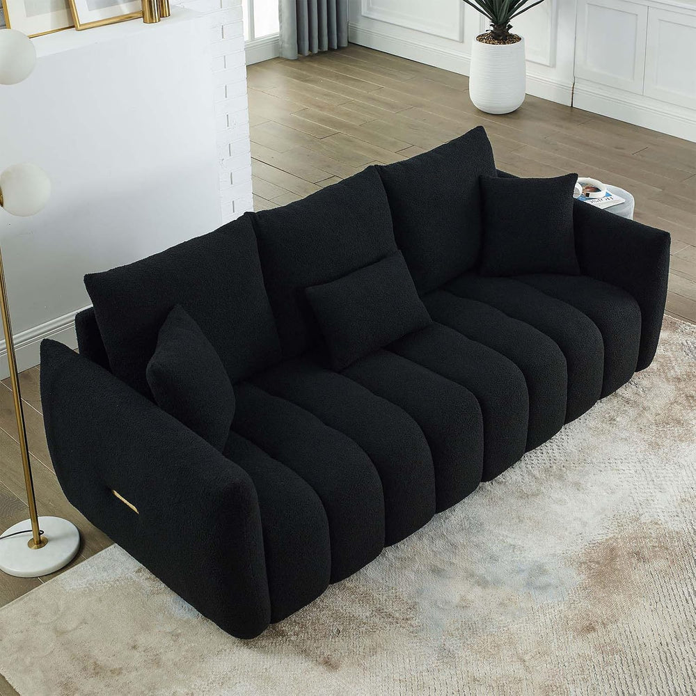 Antetek 78" Modern Sofa Couch, Comfy Deep Seat Teddy Fabric Cloud Sofa, ...