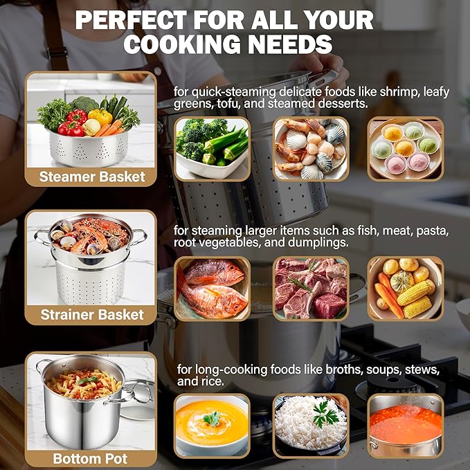 Cooks Standard Pasta Pot 18/10 Stainless Steel 12 Quart, Spaghetti Cooker