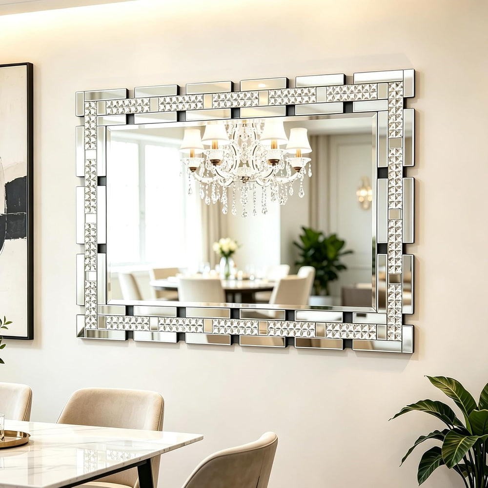 Chende 36"x24" Decorative Wall Mirror with Real Crystal-Encrusted F...
