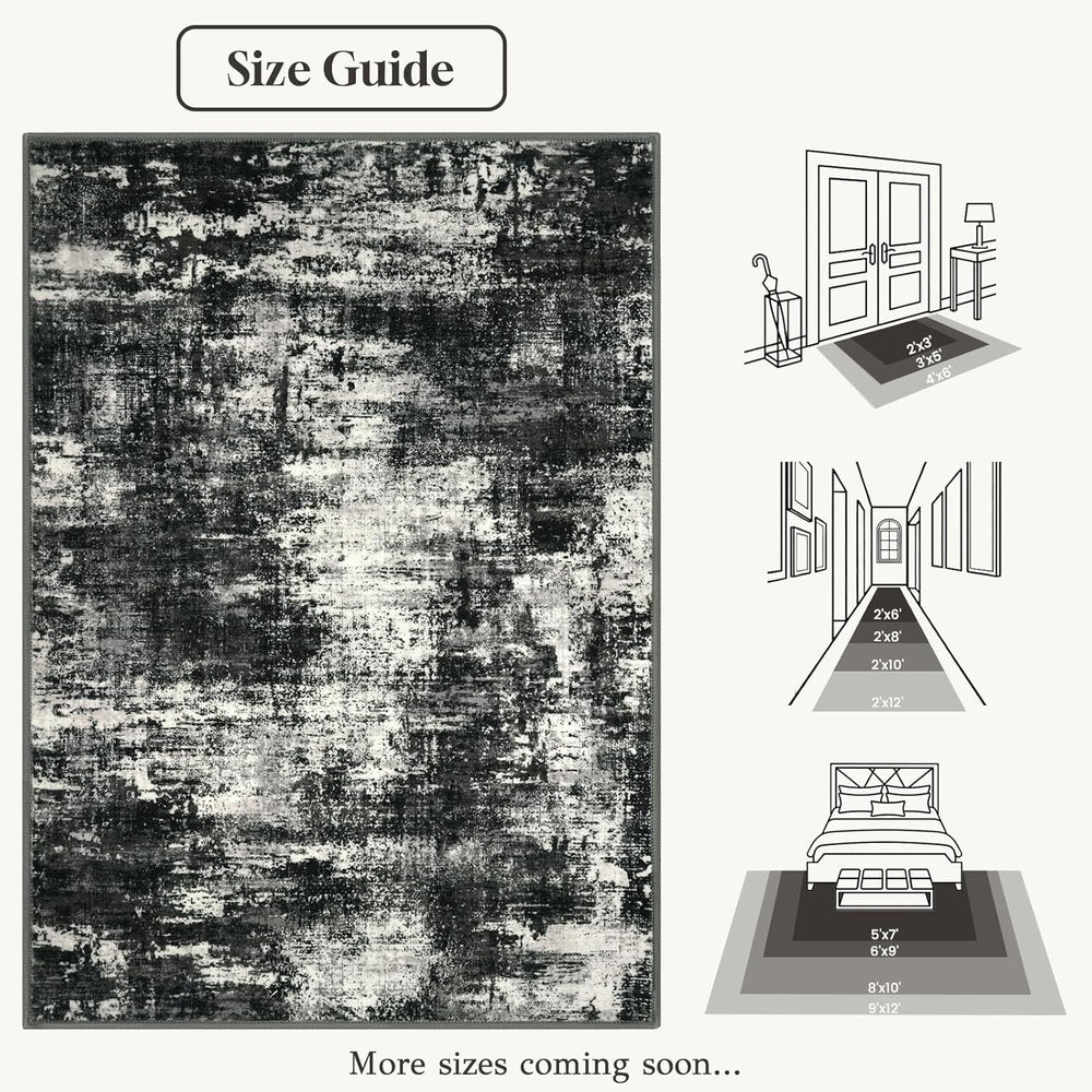 Lansny Abstract Washable 2x6 Hallway Runner Rug Non Slip Kitchen Runner | Cha...