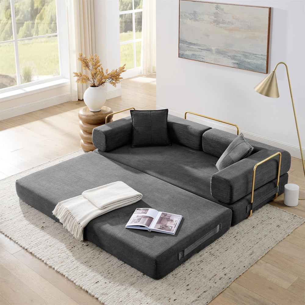 4-in-1 Folding Convertible Sofa Bed, 78 Inch Boneless Couch with Fixed-Shape ...