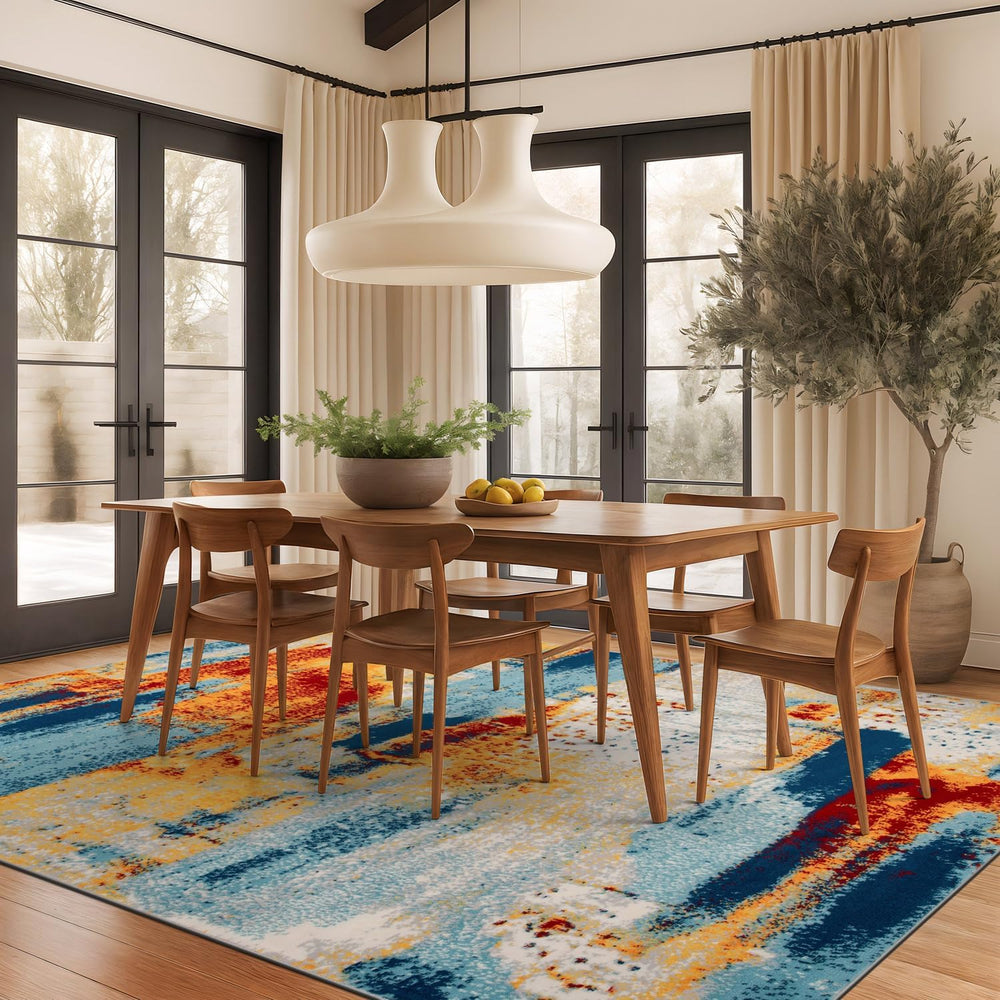 Rugshop Abstract Fade-Resistant Living Room Area Rug Multi 7'10" x 1...