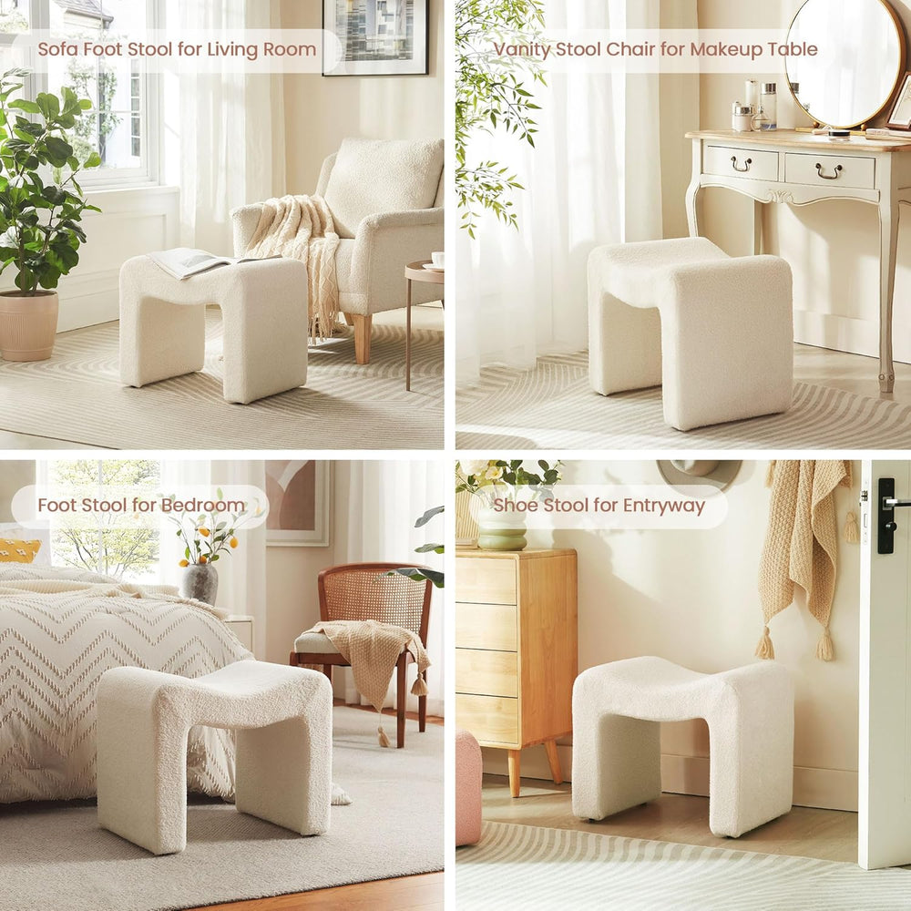 Ottoman Vanity Stool Chair Small Footstool Seating Backless | Modern Foot Res...