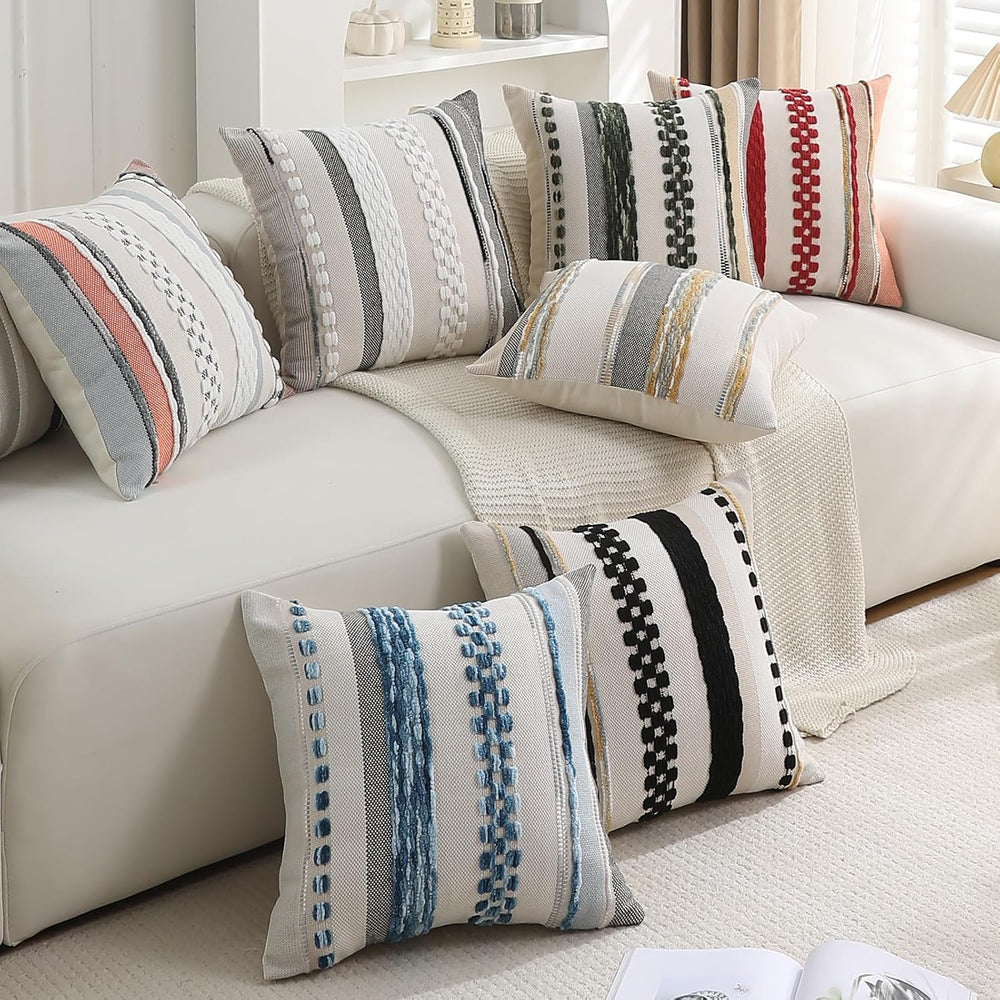 Boho Pillow Covers 18x18 Set of 2 for Couch-Modern Farmhouse Sofa Decorative ...
