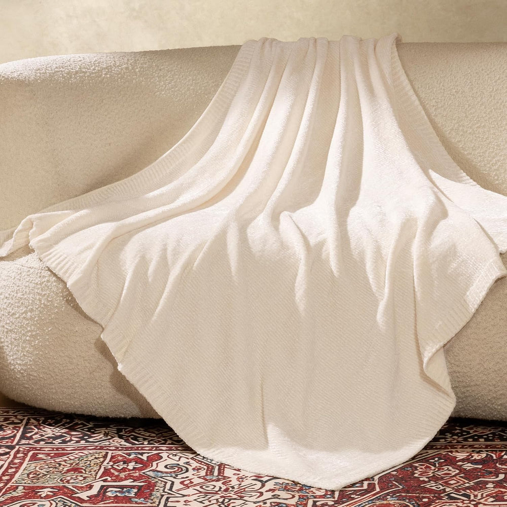 Chenille Throw Blanket for Couch, Cozy Soft Blanket Lightweight Decorative Th...