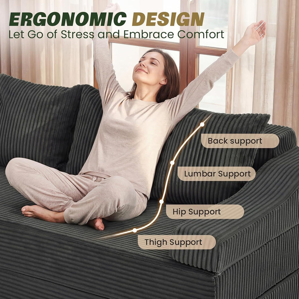 Apicizon 78.7" Folding Convertible Sofa Bed, Boneless Sleeper Sofa Couch...