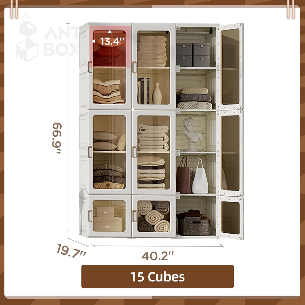 ANTBOX Portable Wardrobe Closet Storage Organizer for Clothes,Transparent Doo...
