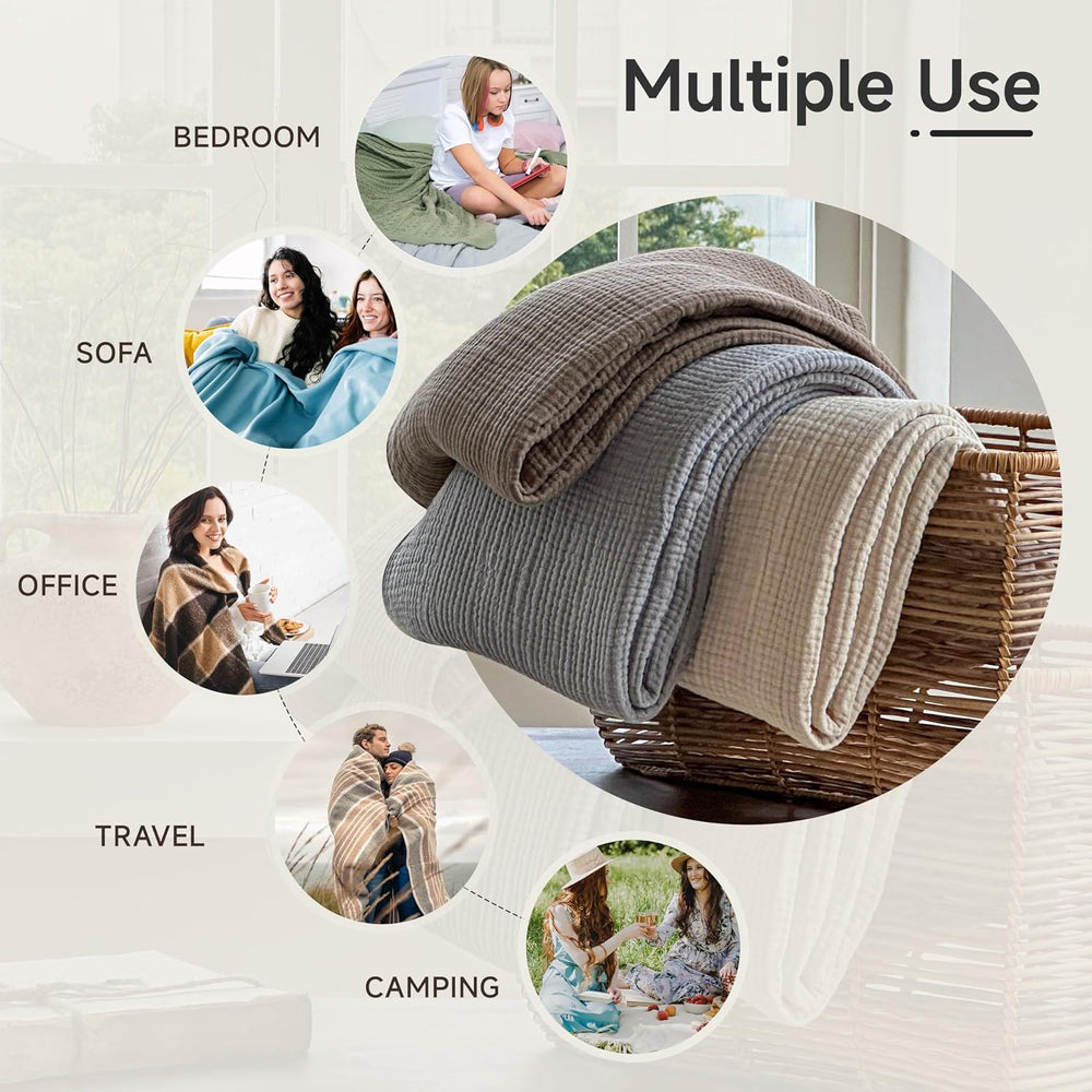 Simple&Opulence 100% Cotton Muslin Blanket King Size, Lightweight Breatha...