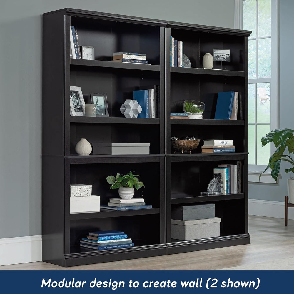 Sauder 5 Tier Book Shelf Wooden Bookcase Multipurpose Bookshelf for Home Offi...