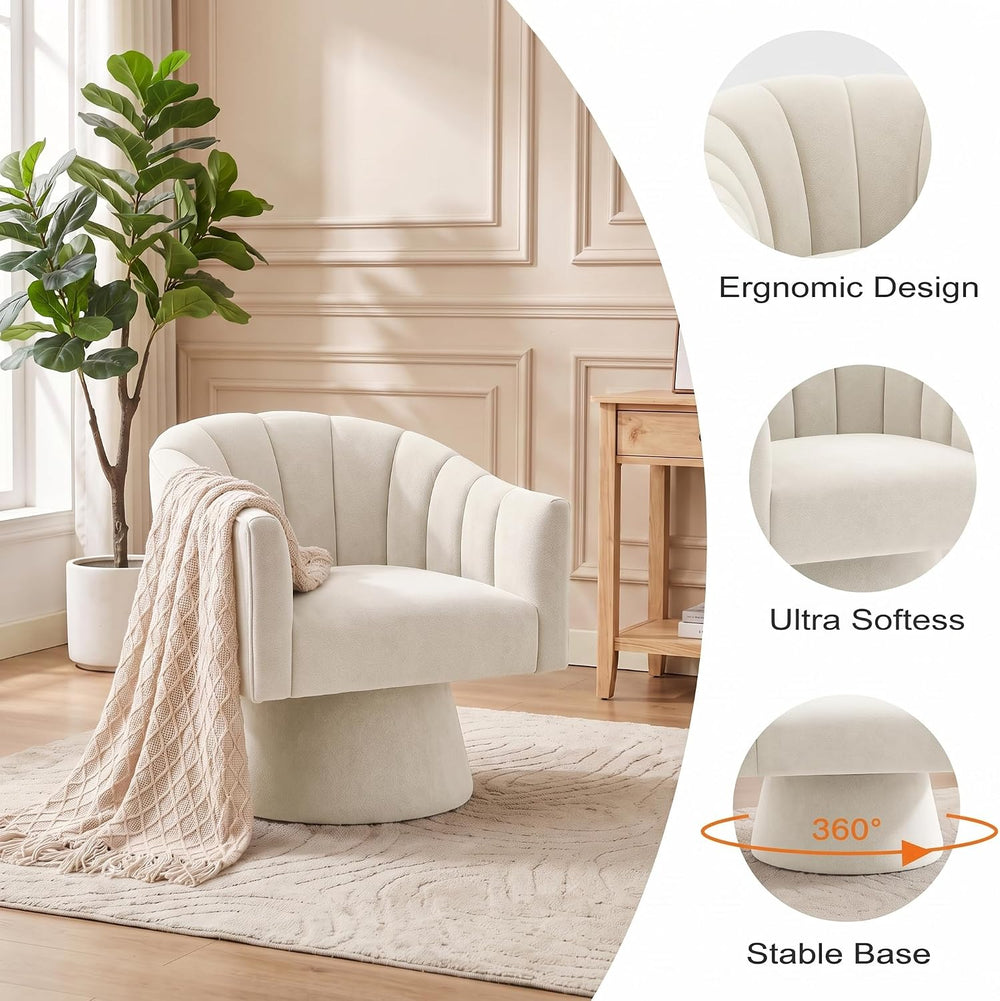 Swivel Accent Chair Set of 2, Modern Velvet Barrel Chair for Living Room