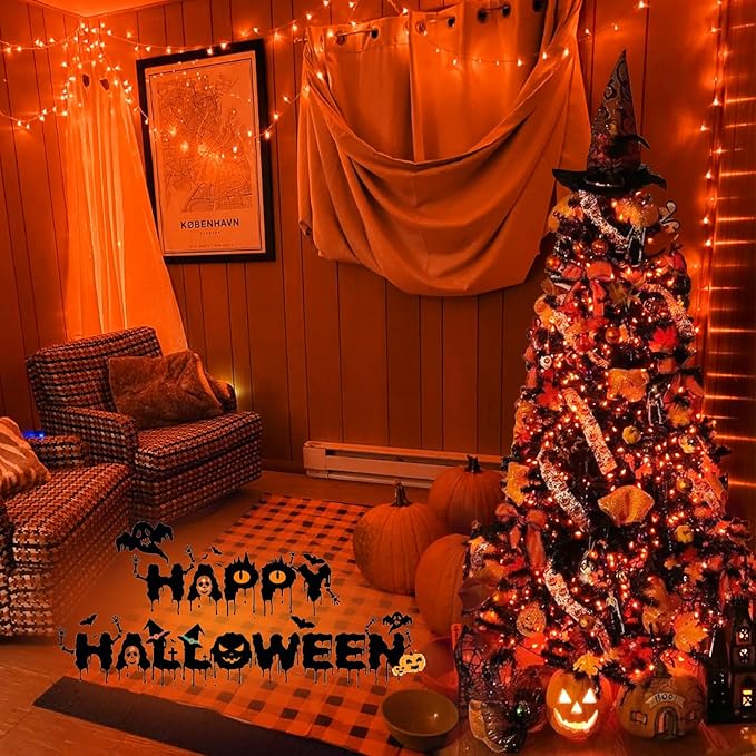 YEGUO 165ft 500 LED Halloween Lights Outdoor Waterproof, Orange String Lights...