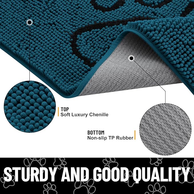 Smiry Dog Door Mat for Muddy Paws, Absorbent Dirt Trapper Non Slip Quick Dry
