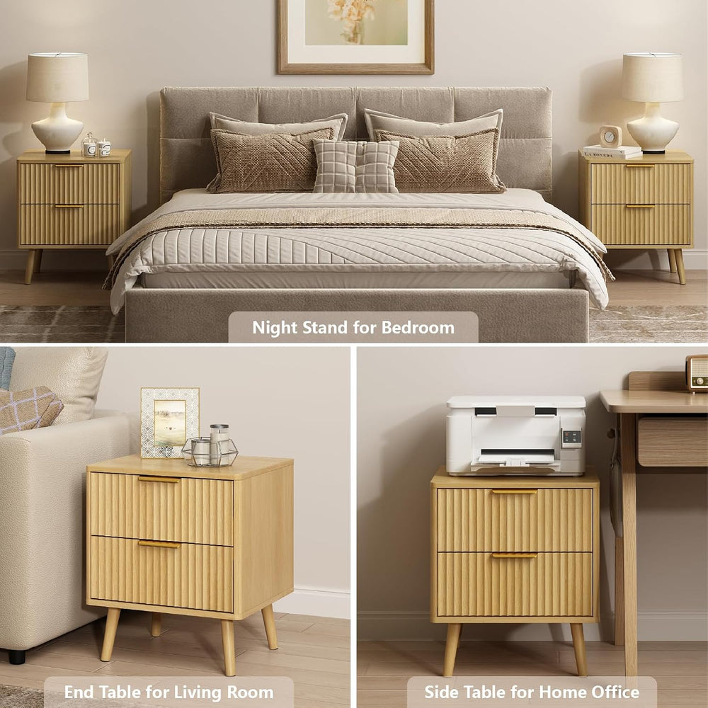 CARPETNAL Fluted Dresser and Nightstand Sets for Bedroom, 3 Pcs Bedroom Set, ...