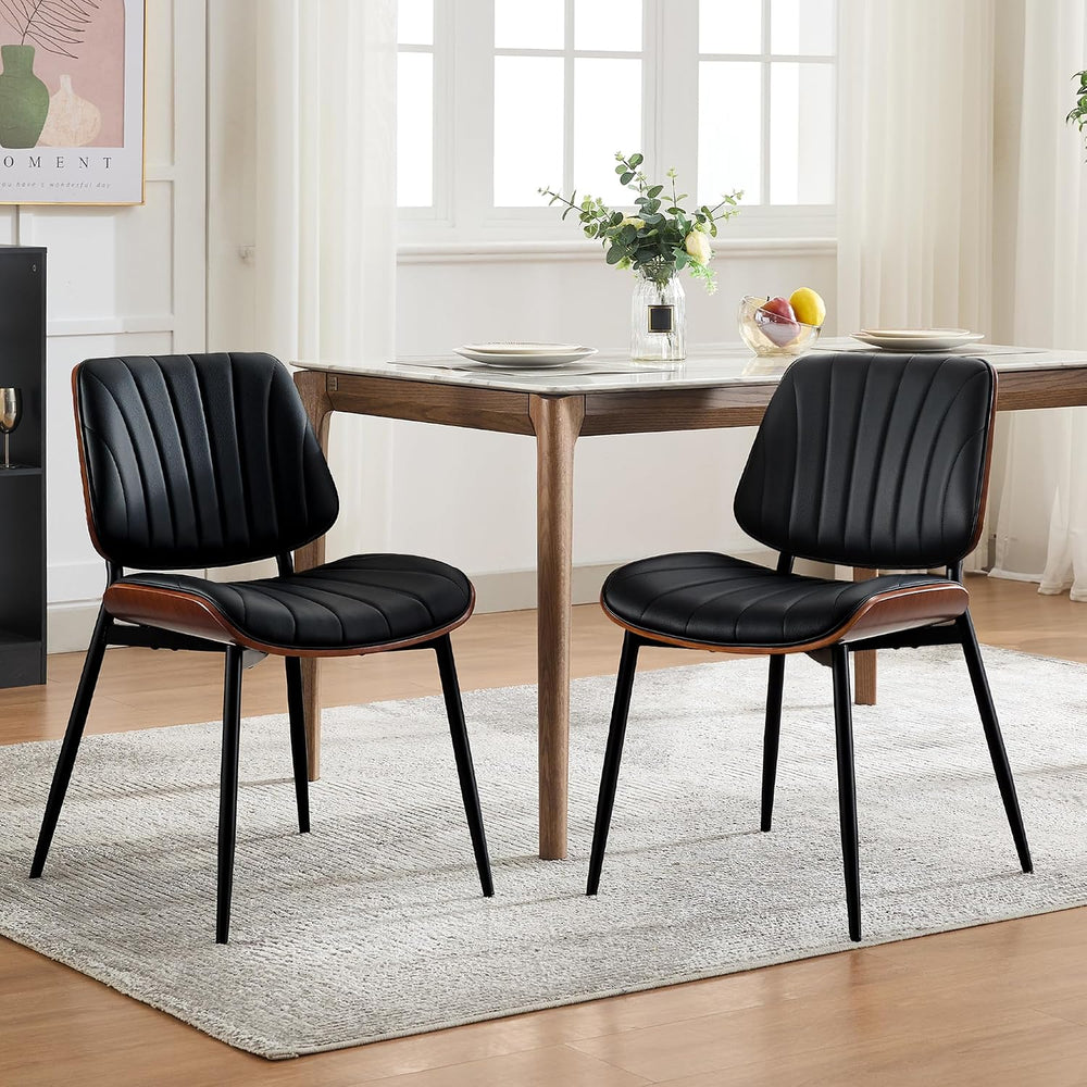 Garvee Dining Chairs Set of 2, Mid-Century Modern Upholstered Retro PU Leathe...