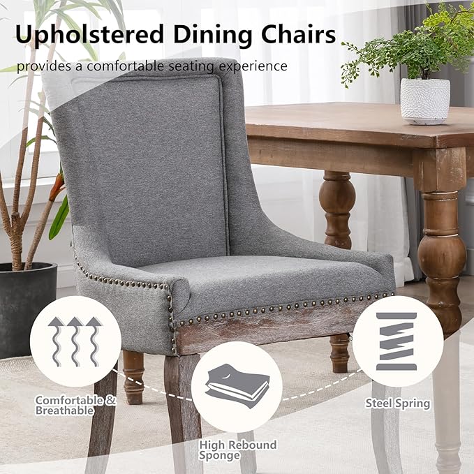 Modern Dining Chairs Set of 6, High Back Dining Chairs Side Chairs with Solid...