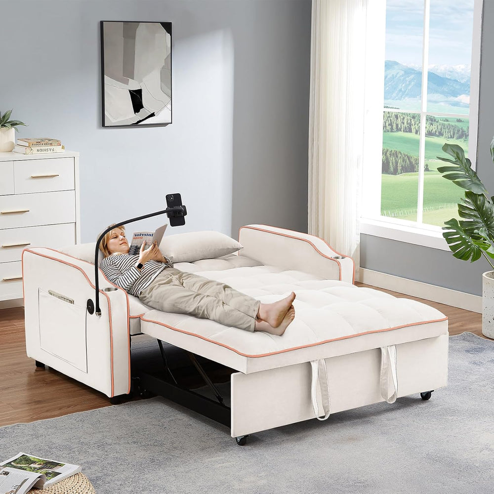 Antetek Sleeper Sofa Couch Bed with USB & Type C Port, Modern 3-in-1 Conv...
