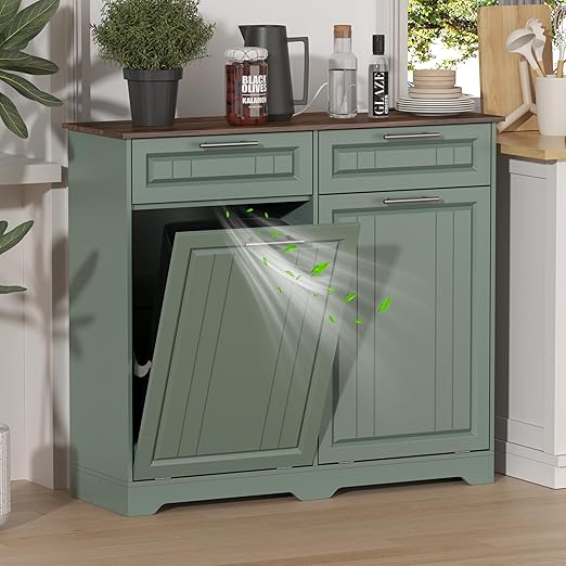 Double 10 Gallon Tilt Out Trash Can Cabinet
