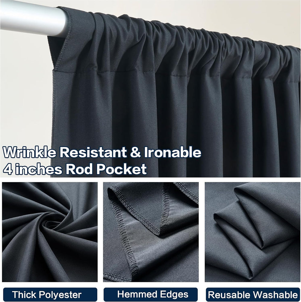 20x10FT Black Backdrop Curtains, Polyester Back Drop for Halloween
