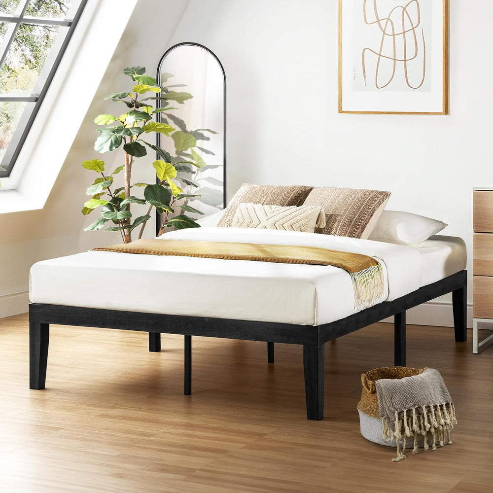 Mellow Naturalista Classic 16 Inch Solid Wood Platform Bed with Wooden Slats,...