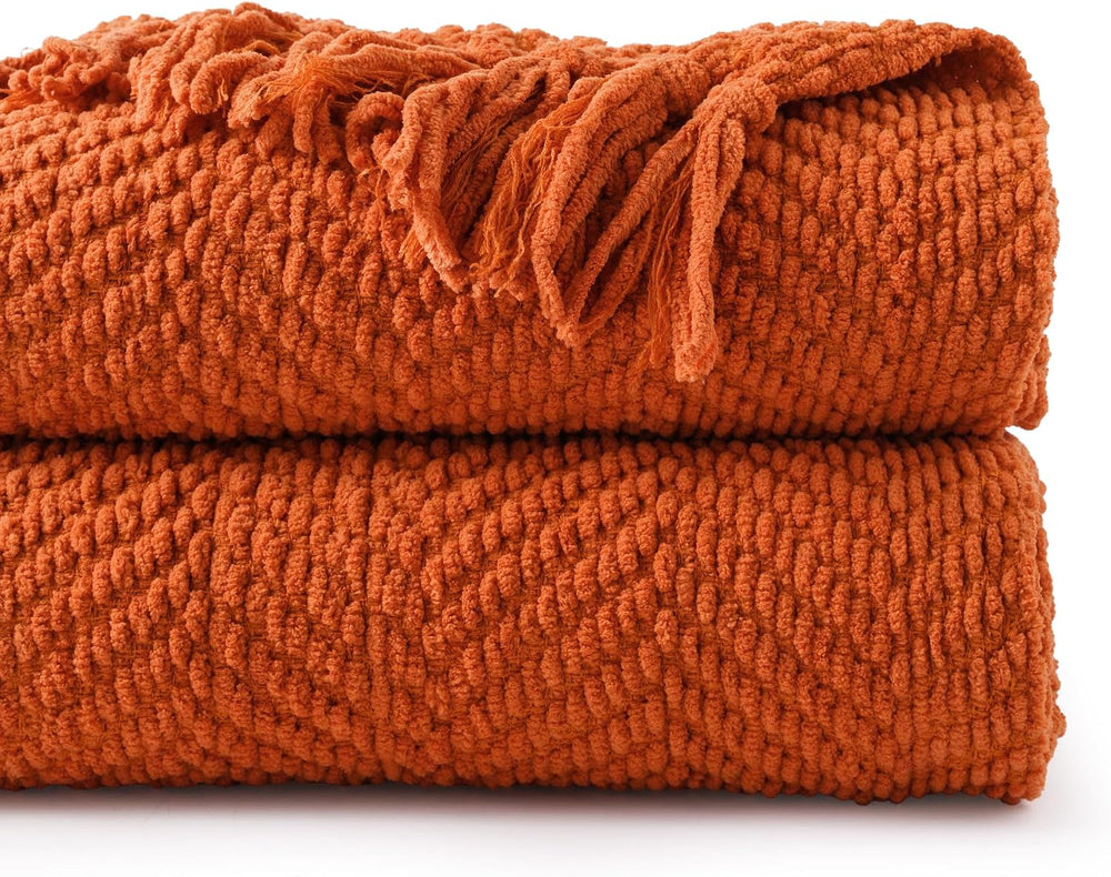 Battilo Burnt Orange Throw Blanket for Couch, Fall Throw Blanket, 50"x60...