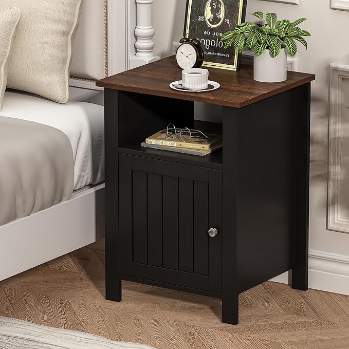 ChooChoo Nightstands Set of 2, Rustic Vintage End Side Table with Storage for...