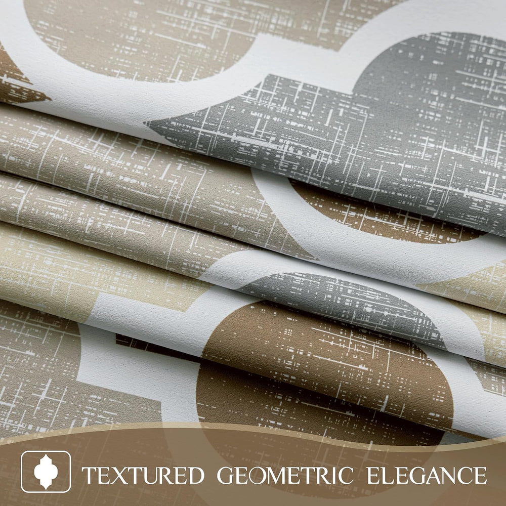 Beauoop Moroccan 100% Blackout Curtains Bedroom Brown Grey 50x63 2 Panels