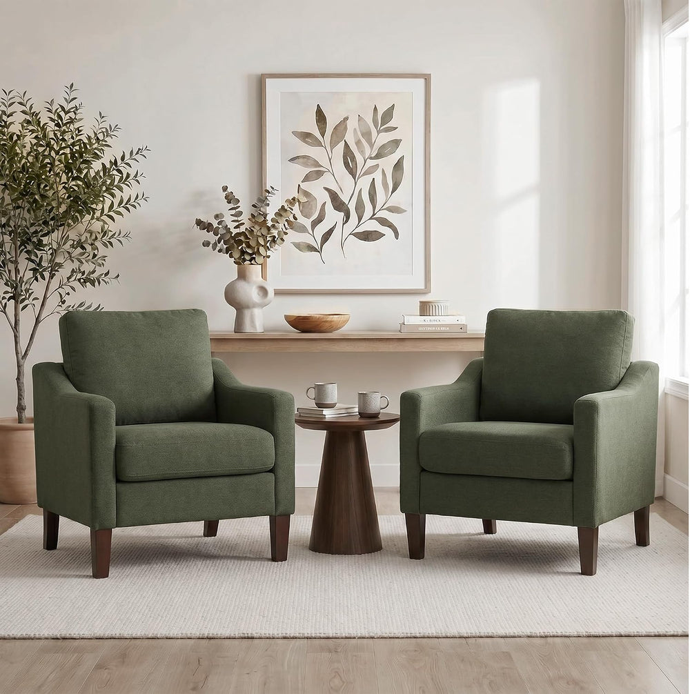 VKNOW Accent Chairs Set of 2, Modern Upholstered Armchairs, Green