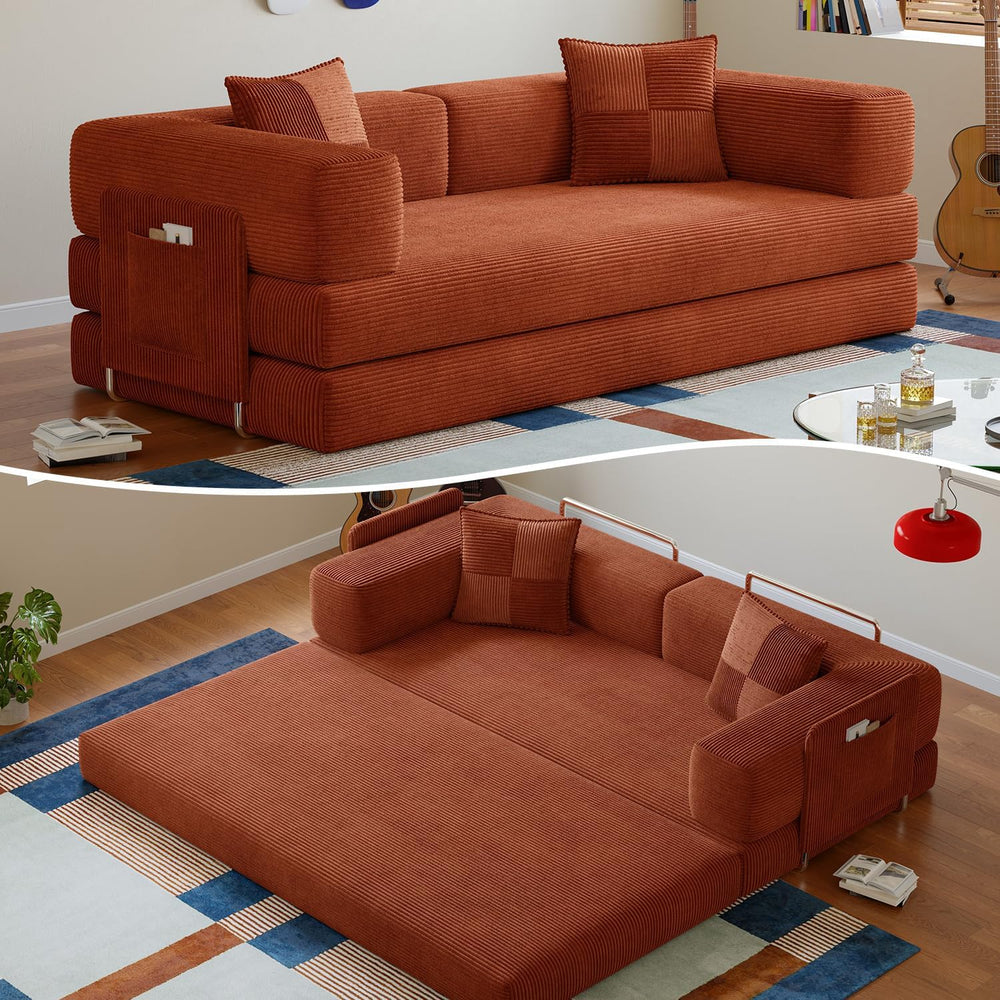 78.8" Boneless Couch for Living Room, Futon Sleeper Sofa Bed