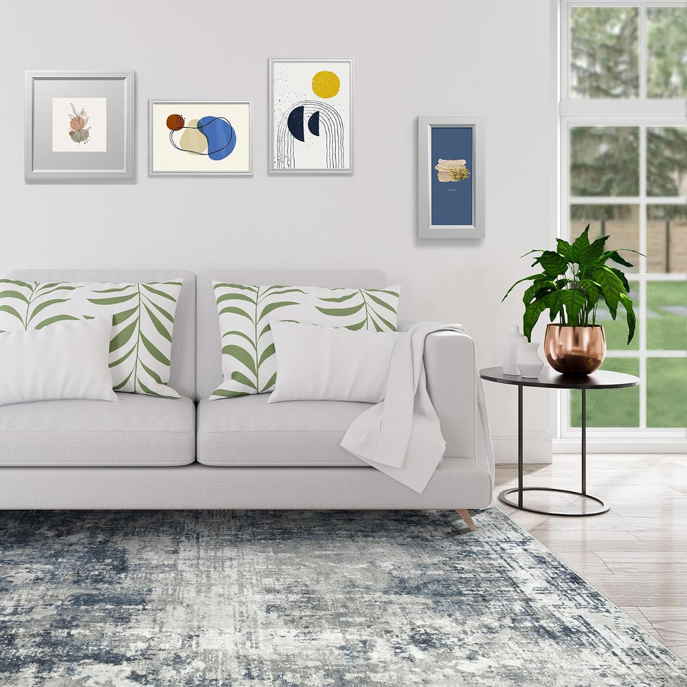 Aelenmu 10x14 Area Rugs for Living Room Dining Room Washable Blue Grey