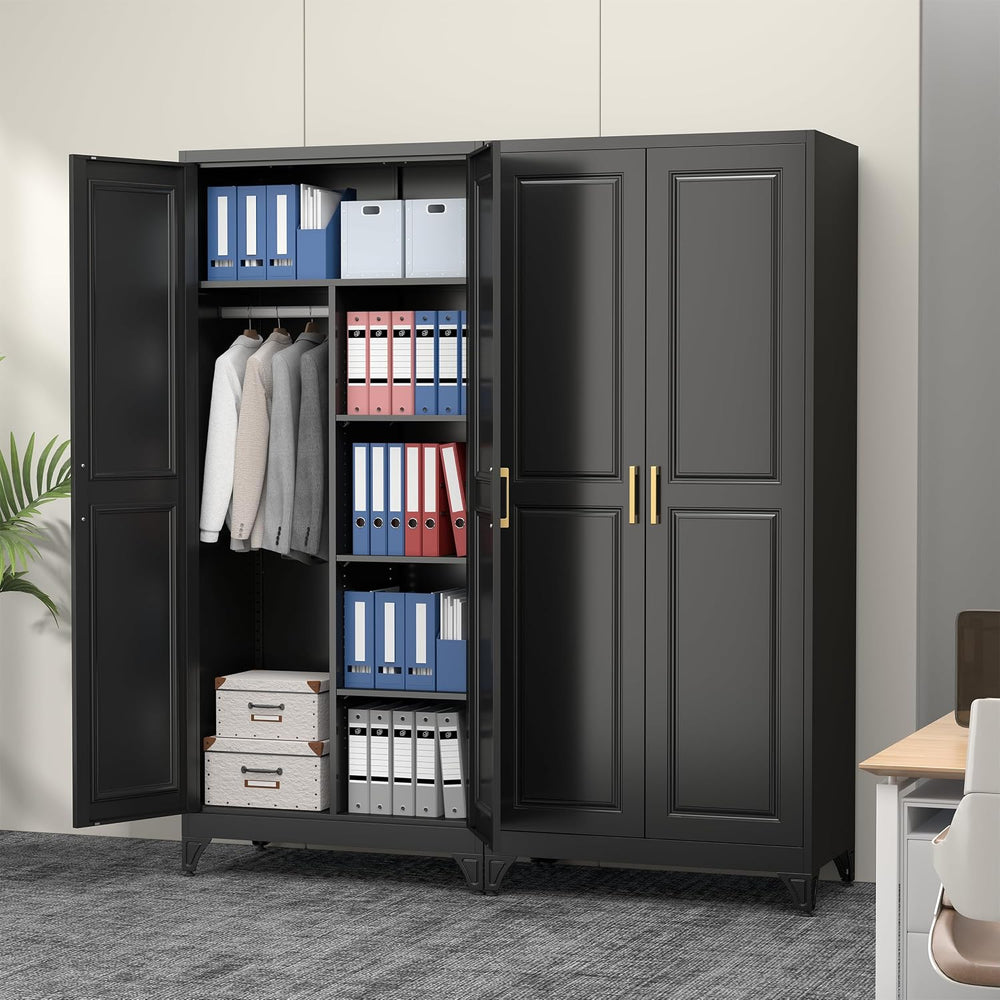 Metal Armoire Wardrobe Closet, 71" Tall Wardrobe Cabinet with 2 Doors