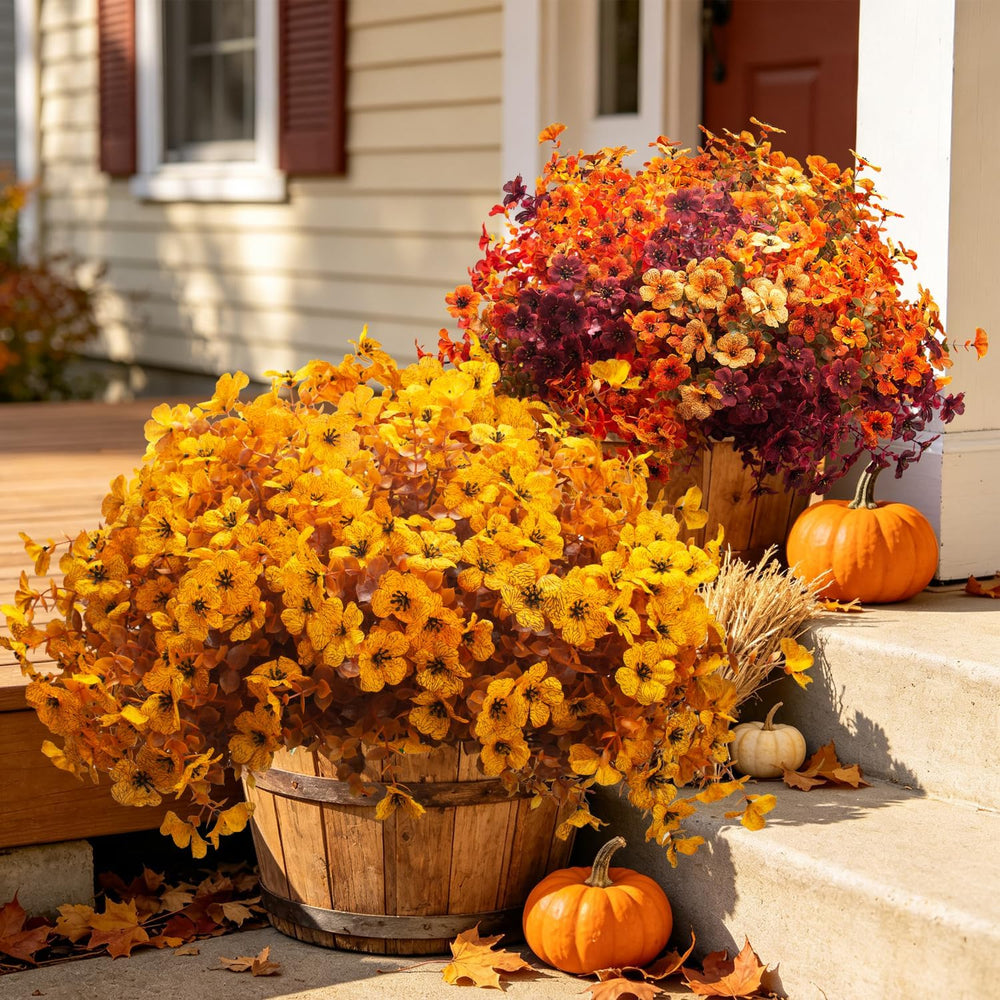 Grunyia 20 Bundles Artificial Outdoors Flowers (Fall Yellow)