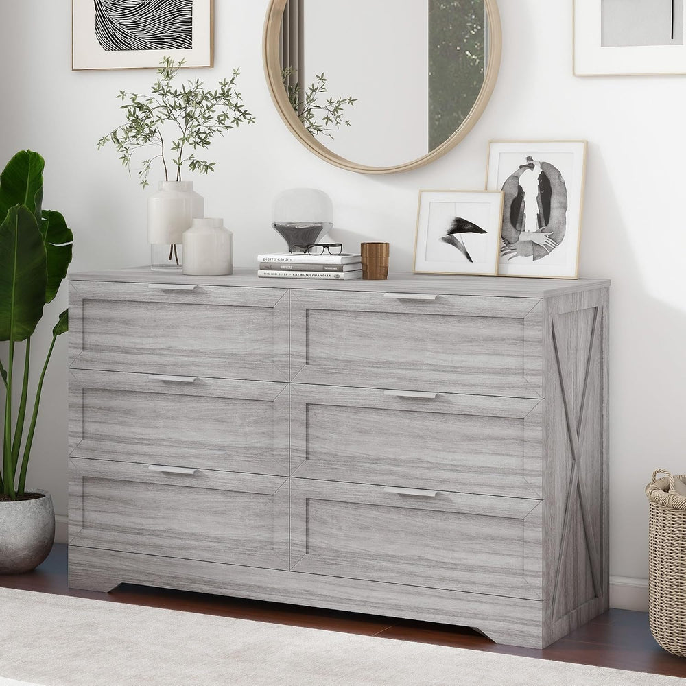 Modern Dressers & Chests of Drawers, Wide TV Stand for Bedroom, Wash Grey