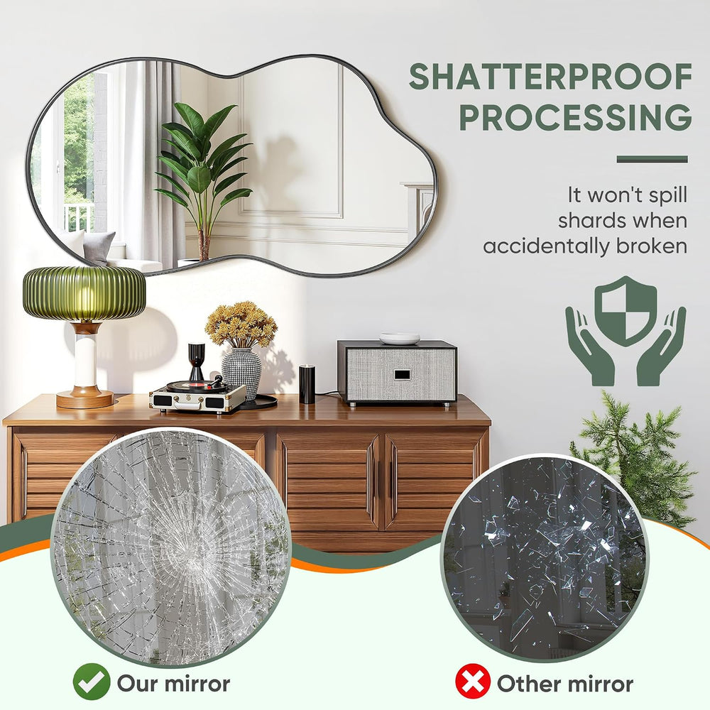 Suidia Irregular Wall Mirror, 36"x20" Bathroom Mirror Asymmetrical ...