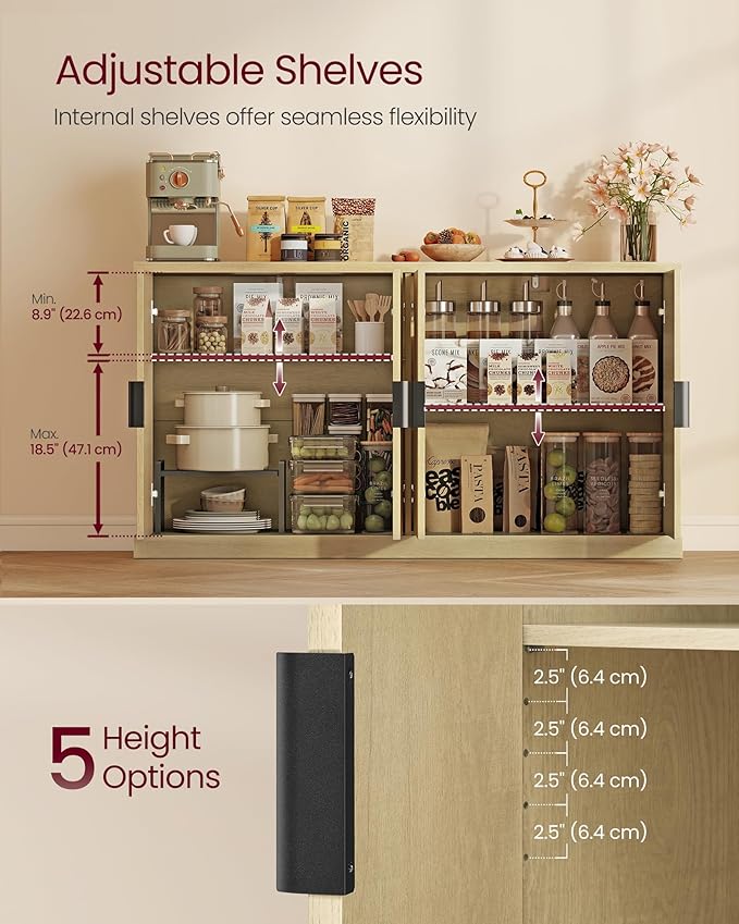 VASAGLE MAXE Collection - Buffet Cabinet, Console Cabinet, Sideboard with Adj...